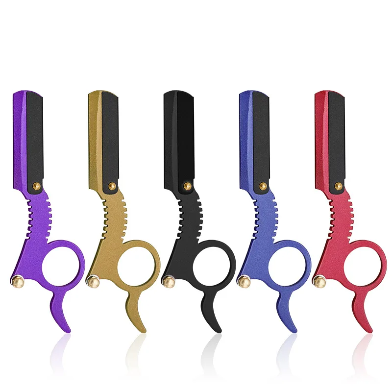 Professional Comfortable Handle Finger Ring Style Barber Straight Edge Shaving Razor