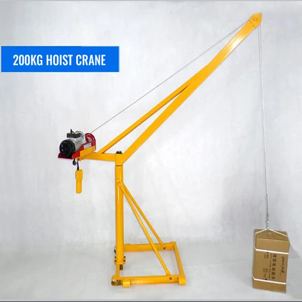 360 Degrees rotate 500kg 1000kg 2000kg small outdoor use mini engine crane construction materials lift crane