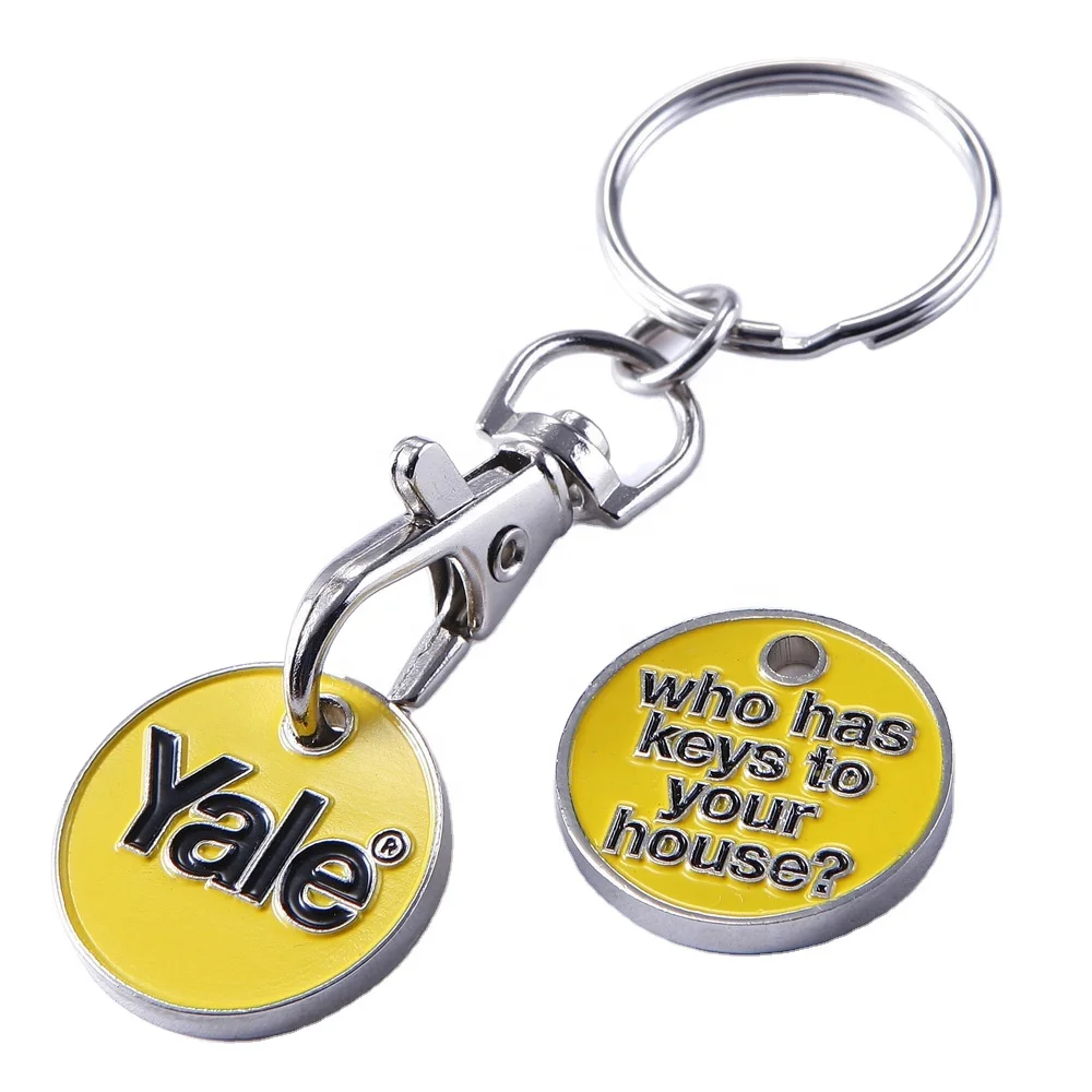 Wholesale Custom Metal coin Key Ring Polished Supermarket Shopping Cart Trolley Token Keychain