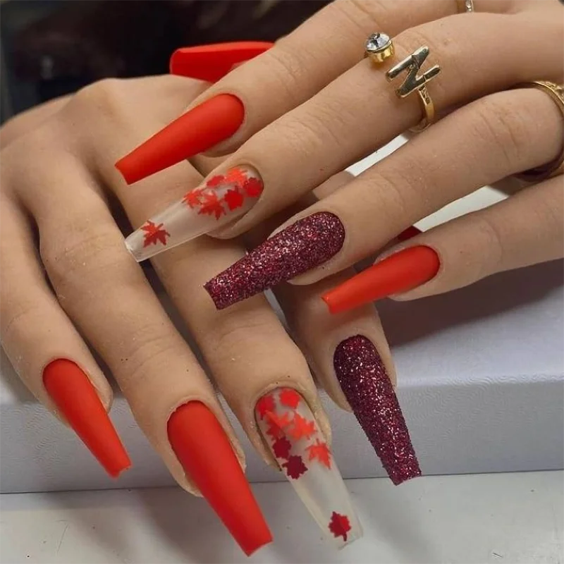 Wedding Engagement Luxury Gold Color Glitter Press On Nails Long Coffin Elegant Acrylic Stick On Small Nails Suppliers