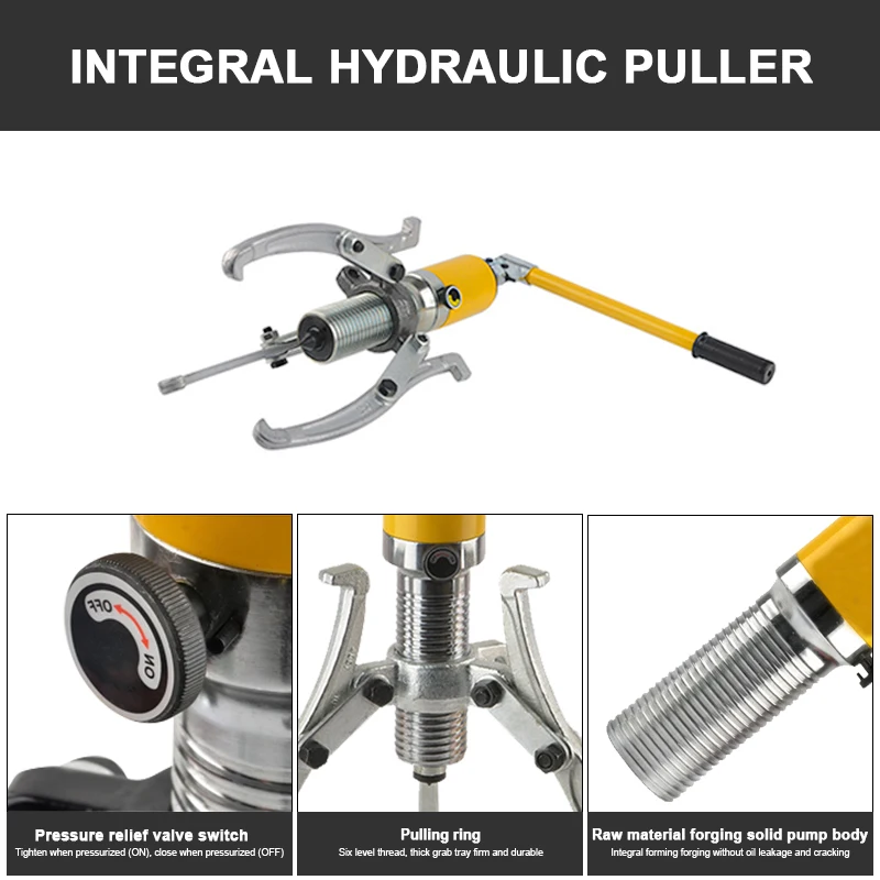 YL-10S 10Ton Hydraulic Gear Puller Adjustable 3 Jaws Wheel Bearing Pulling Separator 3 in 1 Pump Wheel Bearing for Repair Shop