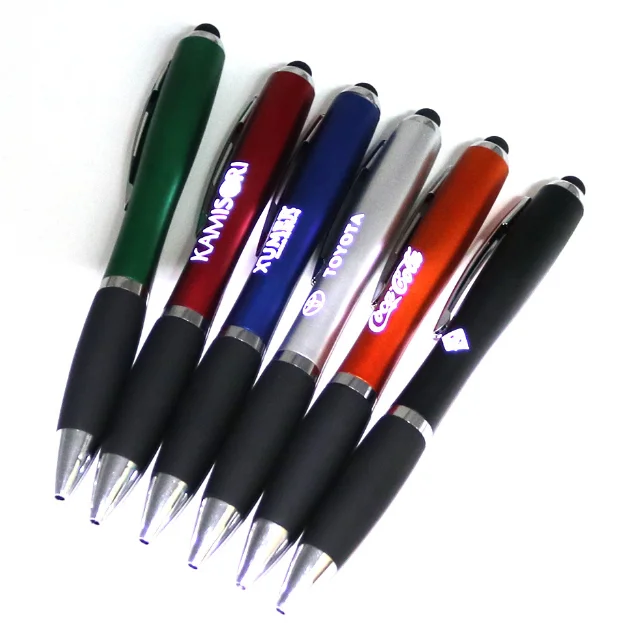 Custom Logo Laser Engrave Branded Ballpointpen With Led Light With Multi Function Phone Stand Ballpoint Pen Led Light Stylus Pen