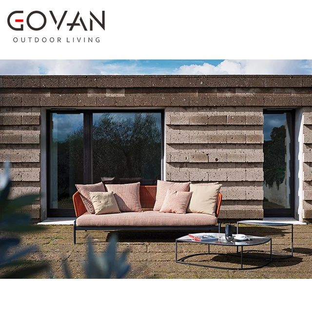 Садовая мебель Новое поступление современный стиль уличный трехместный диван из нержавеющей стали для внутреннего дворика и отеля