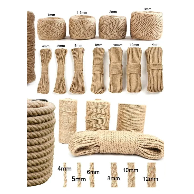 Factory Direct Supply 6-60mm Natural Jute Rope Twine Twisted Manila Rope for Craft Decorative Landscape Made in Bangladesh