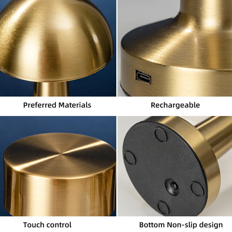 Modern Cordless Small Table Lamp for Bar Restaurant, Rechargeable USB Touch Dimming 3 Light Color Night Light