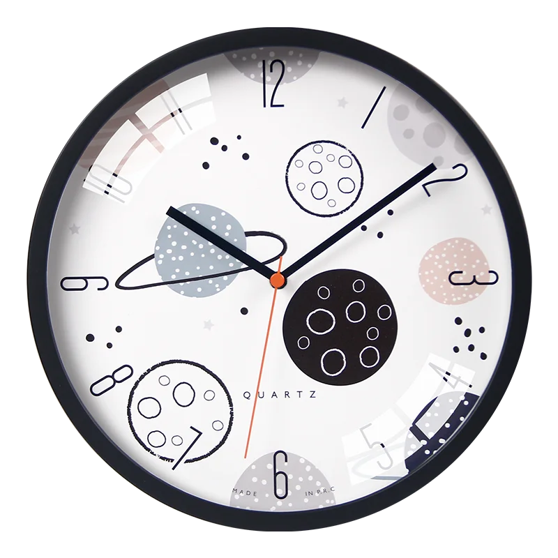 12 Inch Children Cartoon Wall Clock Silent Round Blue Cute Elephant Pattern Customization Kids Room Clock Gift