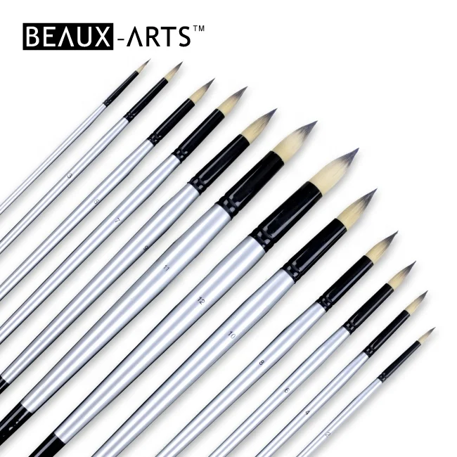 Artis Art Paint Brush with Synthetic Hair and Black Brass Ferrule Acrylic Painting Artist Brush Set