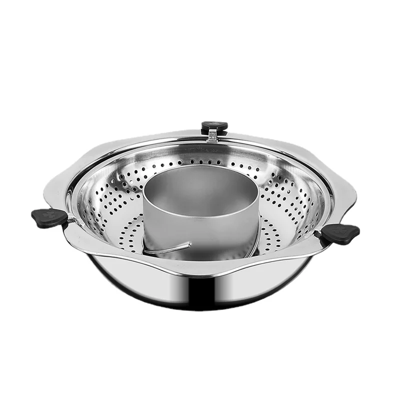 Hot Pot Restaurant Equipment Korean Induction Commercial Lifting Stainless Steel Thai Hot Pot With Divider Stock Pot
