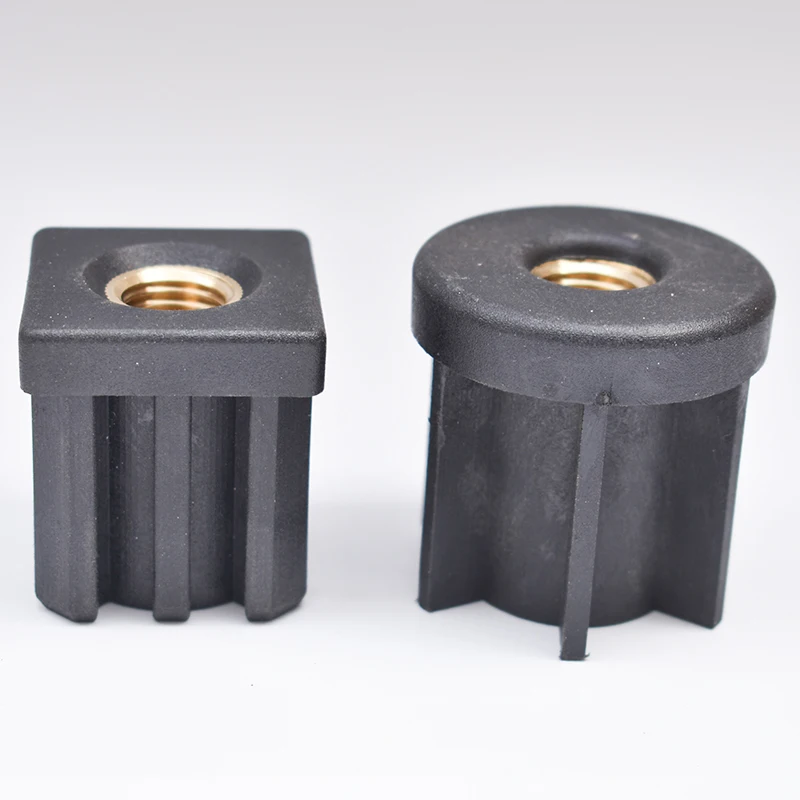 threaded tube ends plastic round tube connector with brass inserts