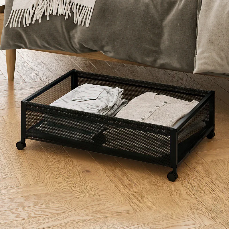 Metal Under Bed Storage Organizer Rack Large Clothes Toy Shoe Organizer Under Bed Storage Container With Wheels