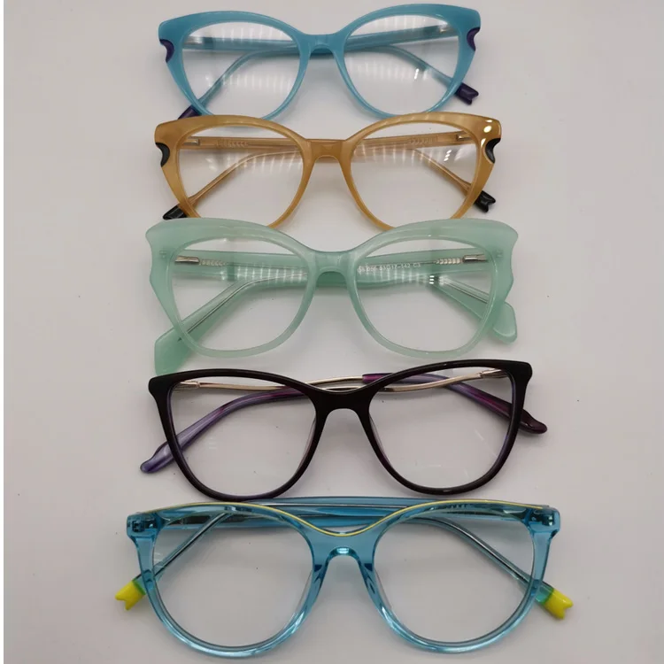 Clear Stock Acetate Optical Frame Glasses Cheap Prices Random Acetate Eyeglasses Frames