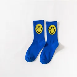 2021 fashion wholesale designer cotton winter warm thermal cute korean sports smile happy face socks for woman