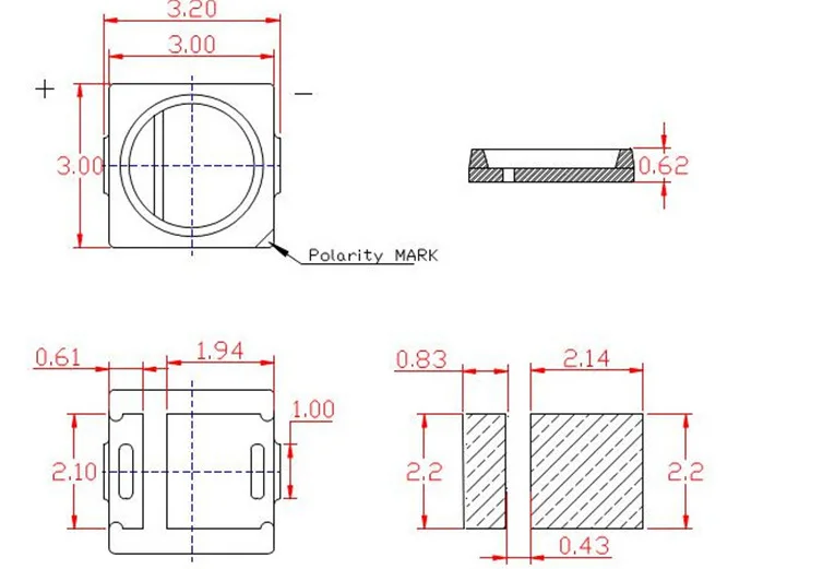 Низкая цена оптовая СИД SMD 3030 светодиодных чипов на заказ люминофора Красного 620nm 660nm светодиодные чипы красного цвета