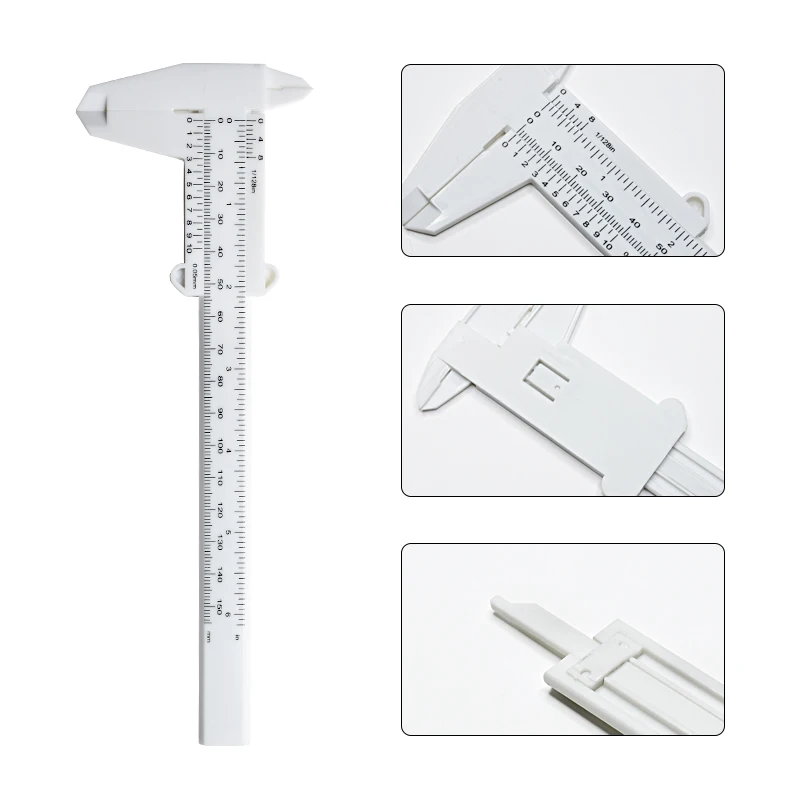 White 150mm Plastic Digital Eyebrow Vernier Caliper Ruler Body Art Measuring Brows Areola Microblading Slide Calipers