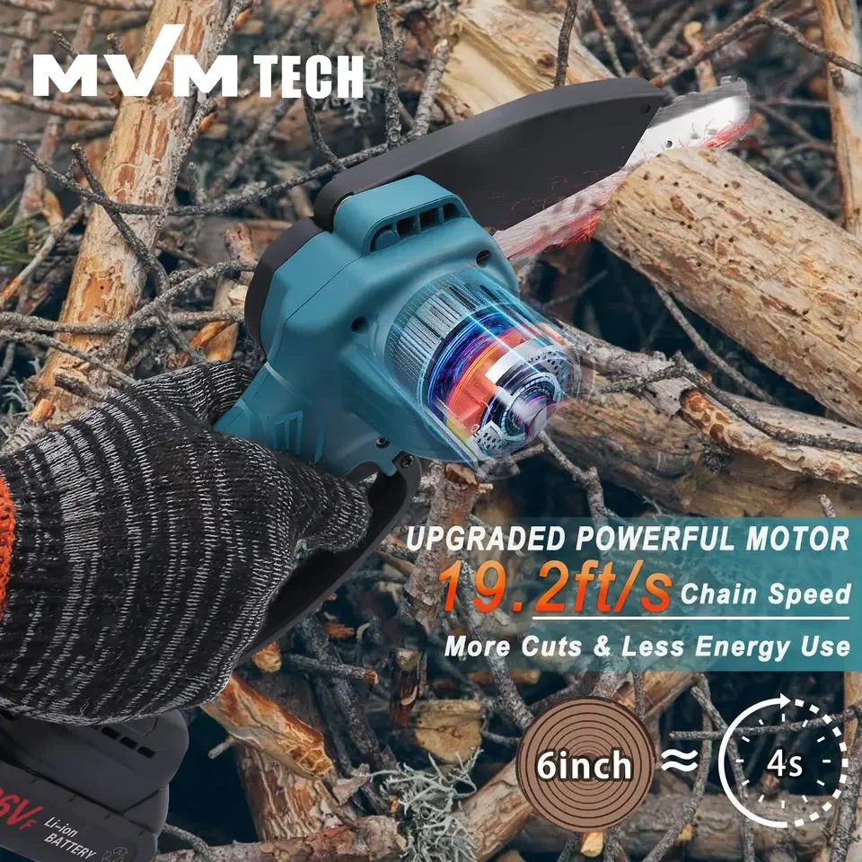 CS02 8 inch commercial electric mini chainsaw sharpener cordless rechargeable chain saw for wood cutting