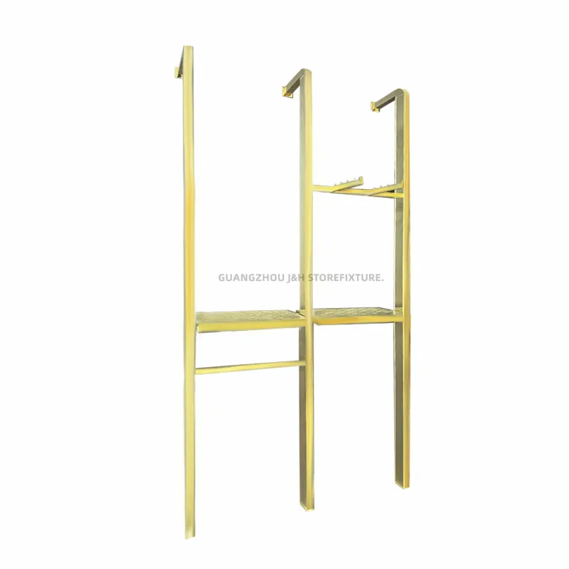 Boutique Wall Mounted  Clothing Store Display Racks Golden Shoes Display Stand Handbag Display Shelf For Shop