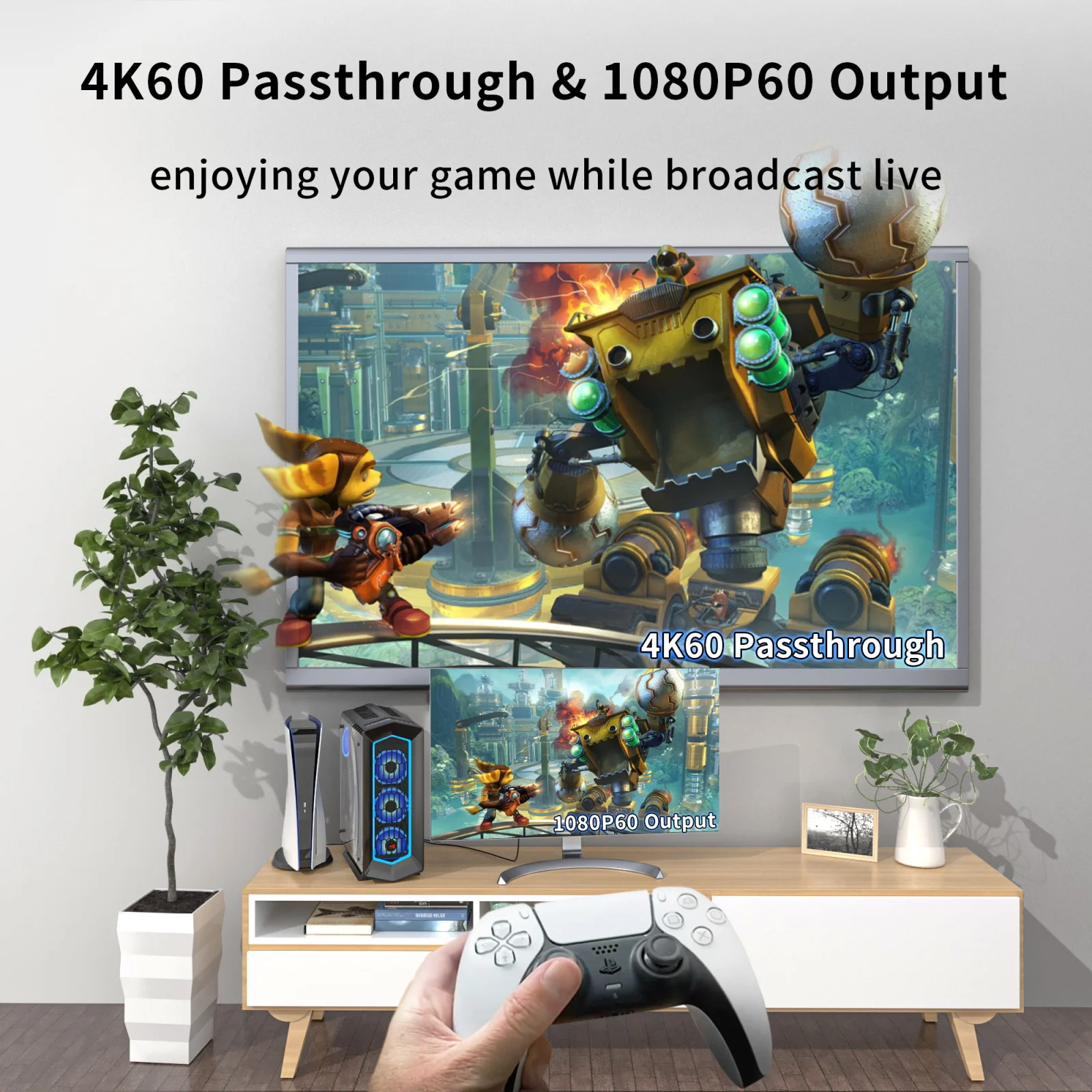 Acasis High Quality PCI-e interface HD Video Capture Card with 4k60 passthrough&1080P60 output for computer