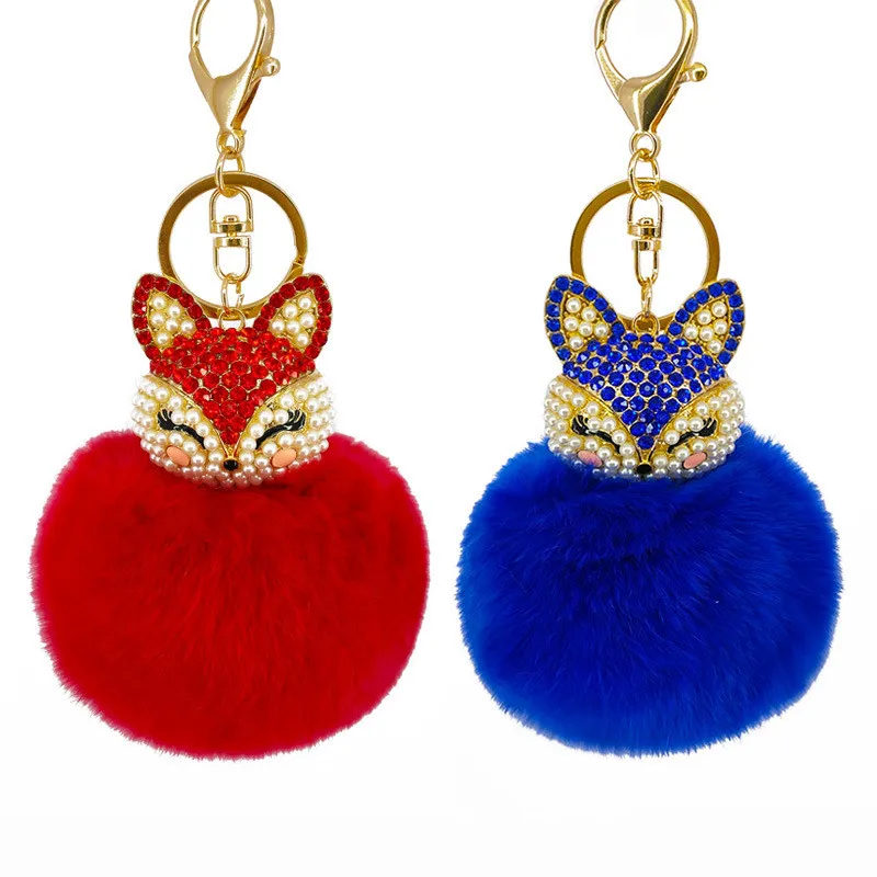 Cute Creative Keyrings Puff Charm Round Ball Fur KeyChains PomPom KeyChain Kawaii Key Chains Custom Puff Keychain for Decoration