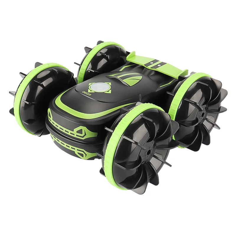 DWI 2.4G Amphibious Remote Control Car 4WD Waterproof with 360° Flip All Terrain Water Beach Pool RC Boat Toy for Boys and Girls