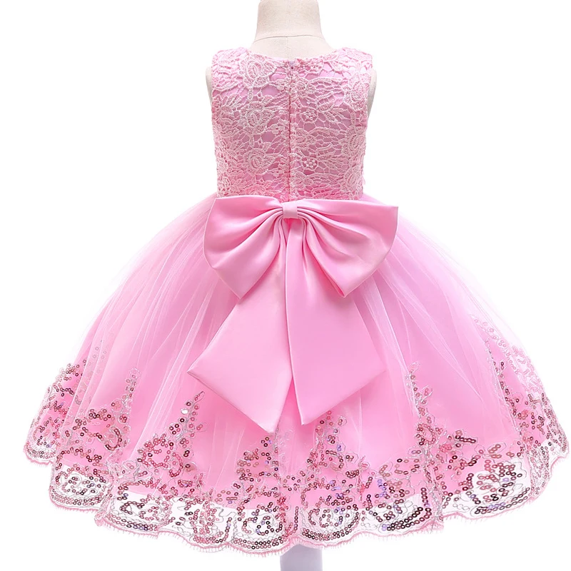New Style  Wedding Princess Embroidery Bow Gown Flower Baby Girl Romper Dress Designs Party Wear