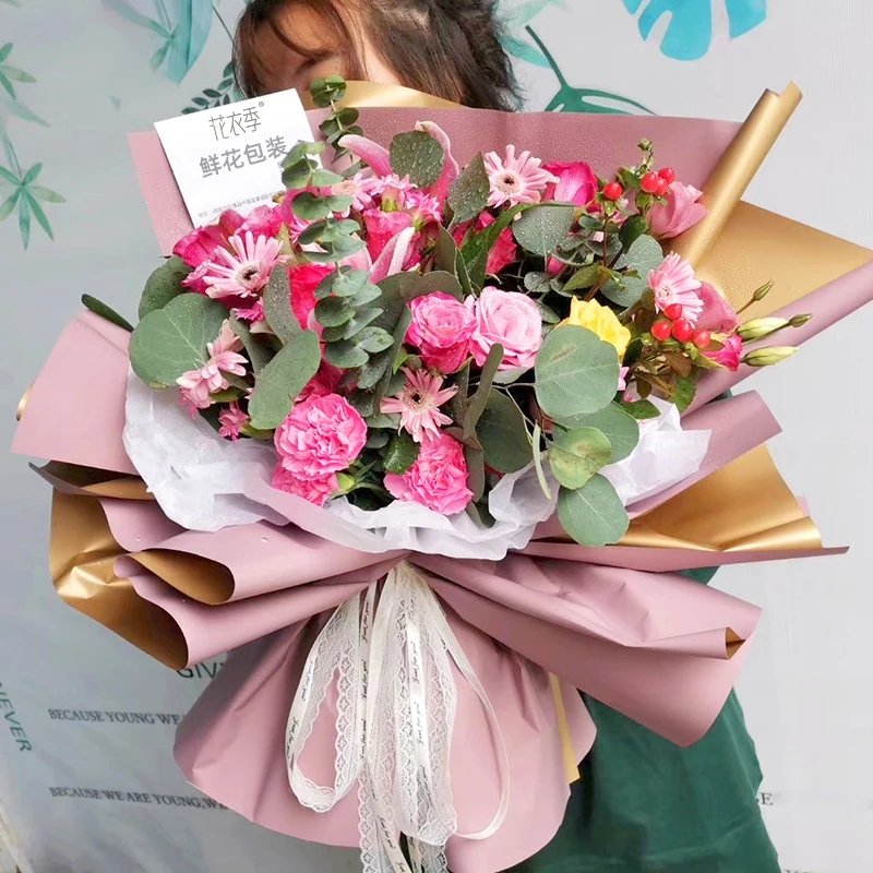 Recycled Waterproof Flowers Wrapping Paper double color Matte Flowers Bouquet Packaging paper
