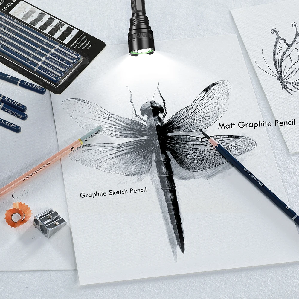 KALOUR Hot Sale High grade Soft Core Blister Pack Sketch Pencil 6pcs MATT Graphite Pencil for Artist and Student and Hobbist