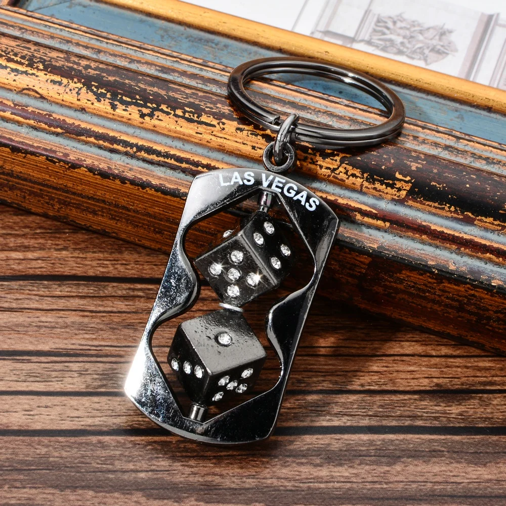 Ins Hot sale  custom zinc alloy silver las vegas keychain for gift and souvenir
