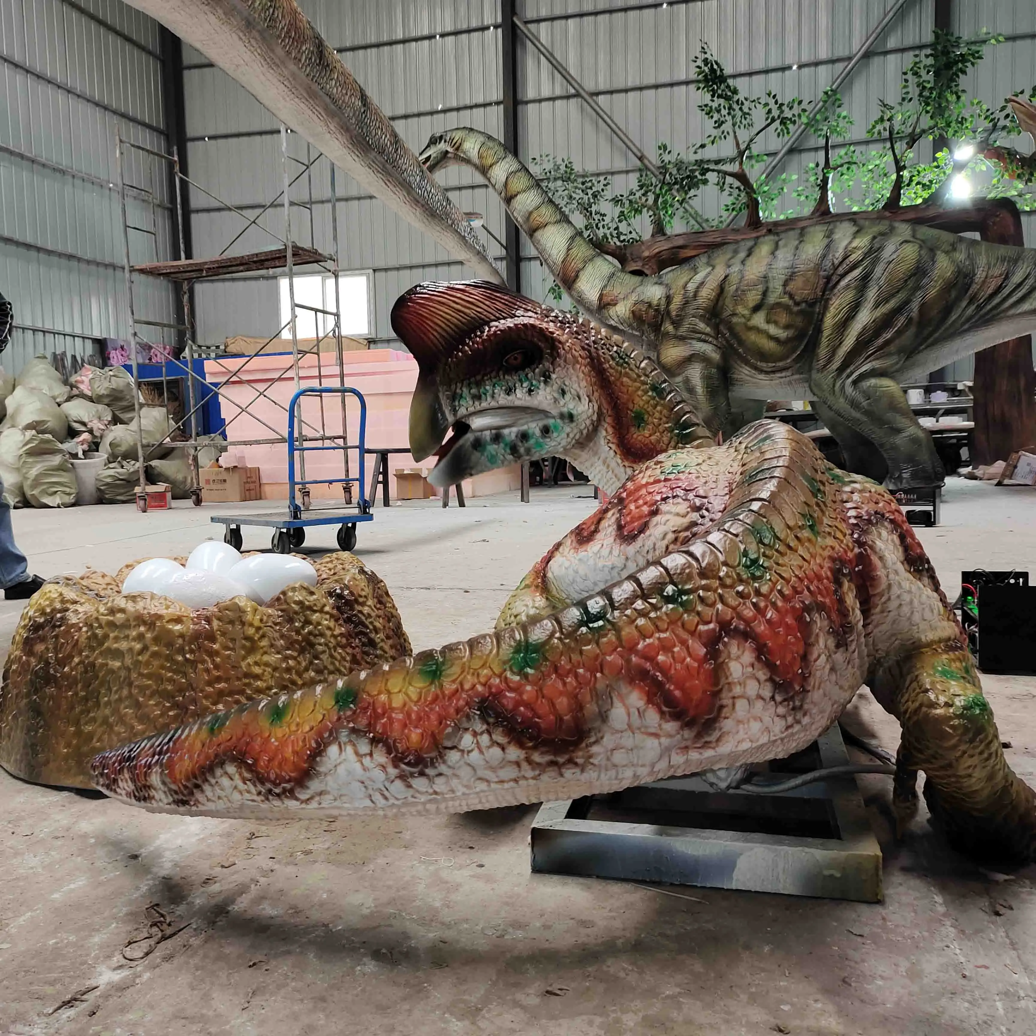 Theme Park Artificial Dinosaurus Animatronics Model Life Size Animatronic Dinosaur Oviraptor Dinosaur Hand Made