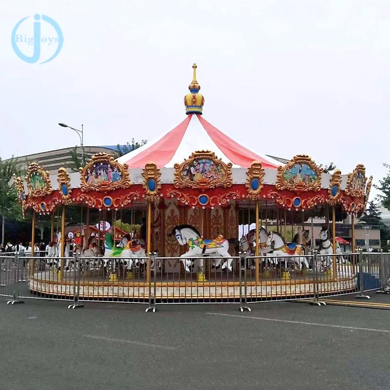 Theme Parks Luxury 24 Seats Carousel Amusement Park Attraction Funfair Rides Merry Go Around Manege Horse Carousel For Sale