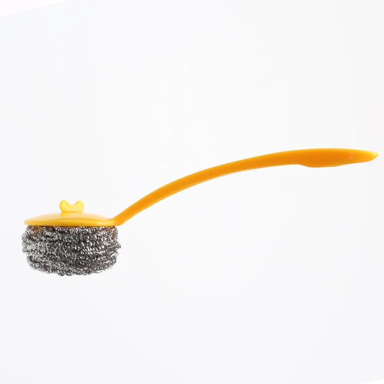 Wholesale Household Long Plastic Handle Removable Stainless Steel Cleaning Brush Scrubber For Pot Pan Bowl Kitchen