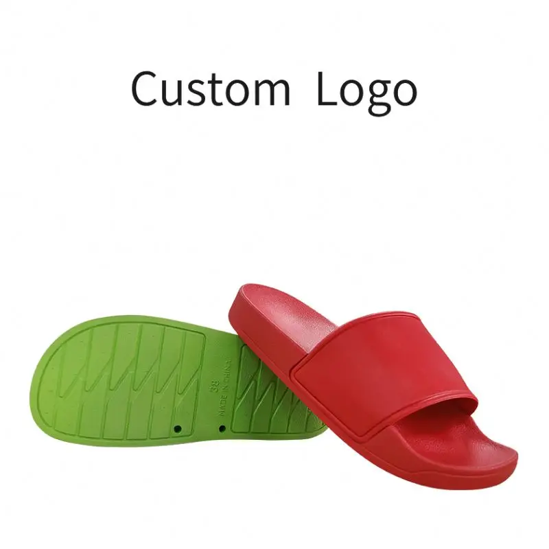 Chenyu PVC logo mens slippers outdoor street wear sleepers slides for men, OEM logo unisex sandals flat shoes slipper