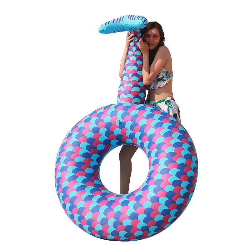 Plastic Inflatable Mermaid Tail Pool Floats Swimming Ring Summer Party Floating Bed Air Mattress Lounger For Adults