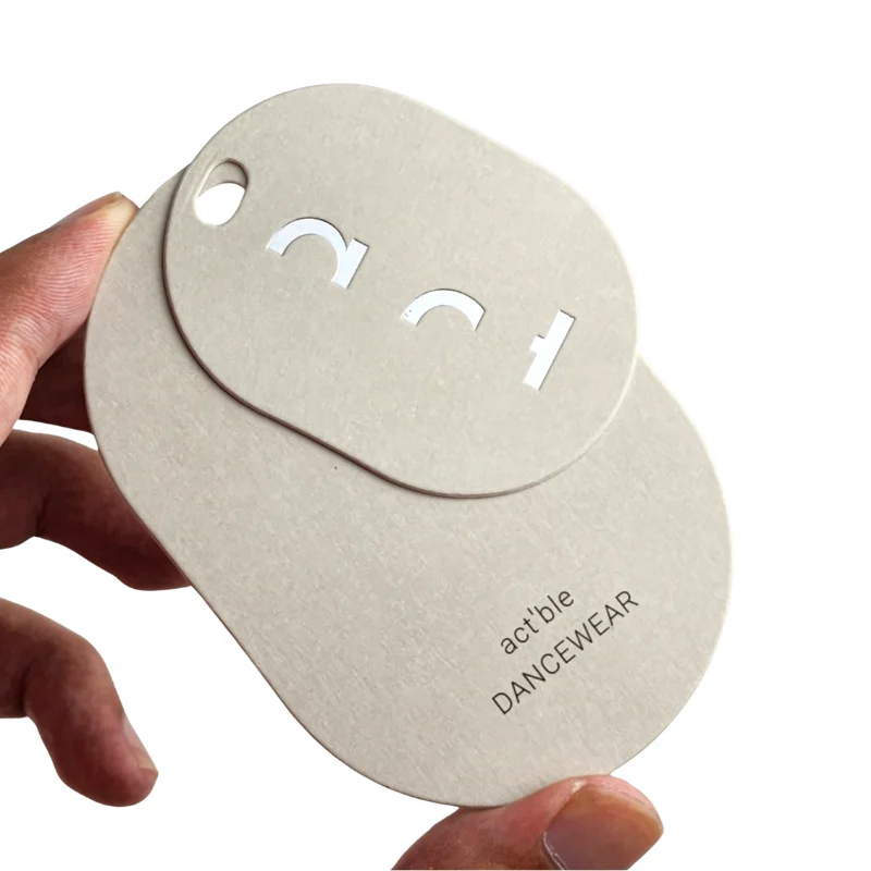 Luxury Customized Logo Grey Cotton Paper Round Paper Hang Tags for Clothing with Logo Printing and String