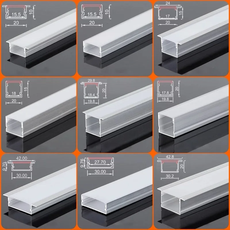 10*10 Extruded LED Aluminum Channel Square Recessed Aluminum Profile Diffuser Surface-mounted LED Strip Lights Aluminum Alloy