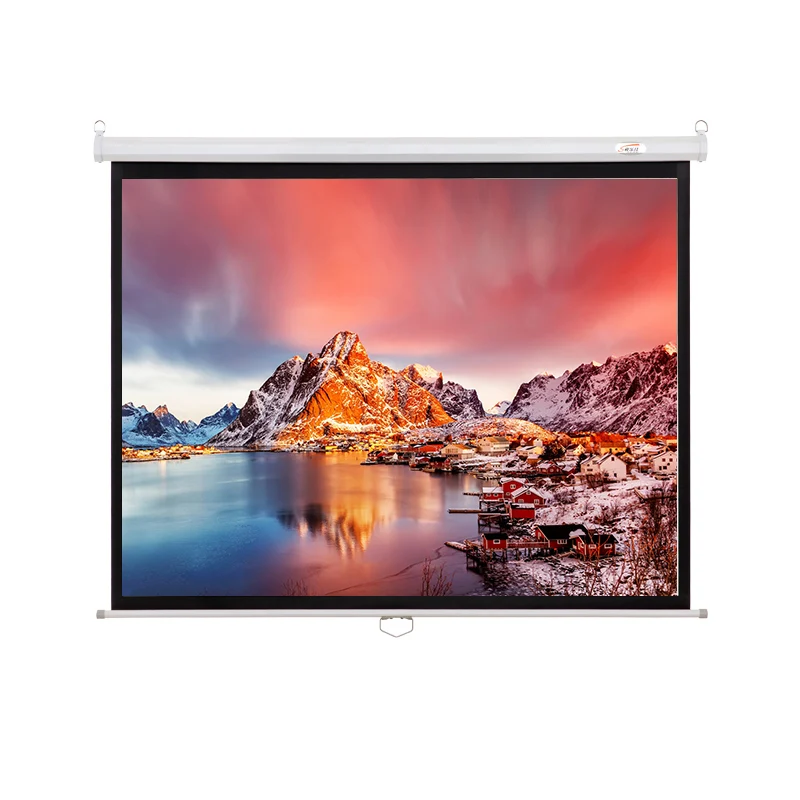 100 дюймов настенное крепление ручной вытягивающий проектор экран для домашнего кинотеатра офисный портативный уличный экран