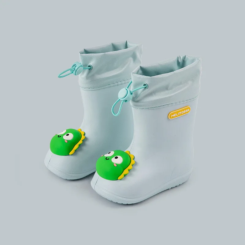 WXL476 Non Slip 3D Dinosaur Duck Rabbit Drawstring Rainboots Waterproof Cartoon PVC Rubber Children Rain Boots