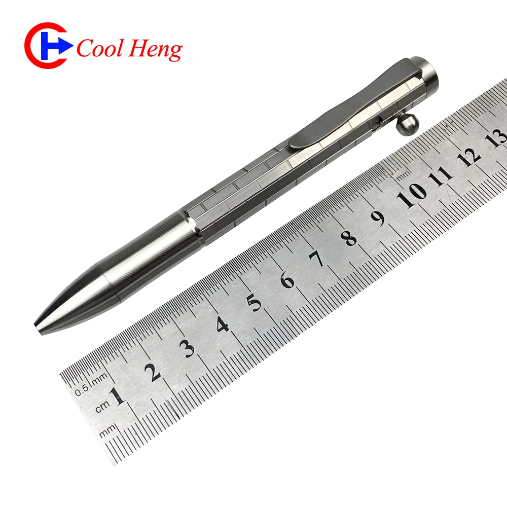 
CNC Titanium alloy Portable Metal Ball Pen Defence Tactics Pen with Gun bolt switch 