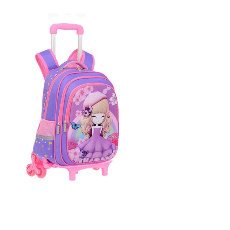 2020 fashionable large capacity pink princess school backpack cute kids trolley school bags