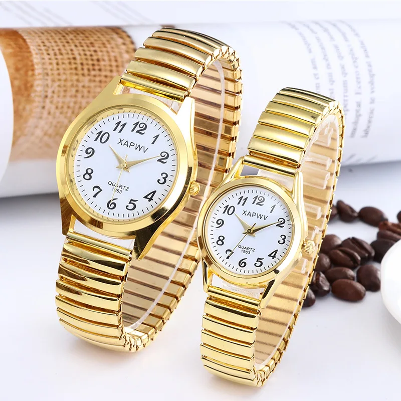 PUSHI 2022 popular casual digital quartz stretch watch waterproof stainless steel band watches for lovers