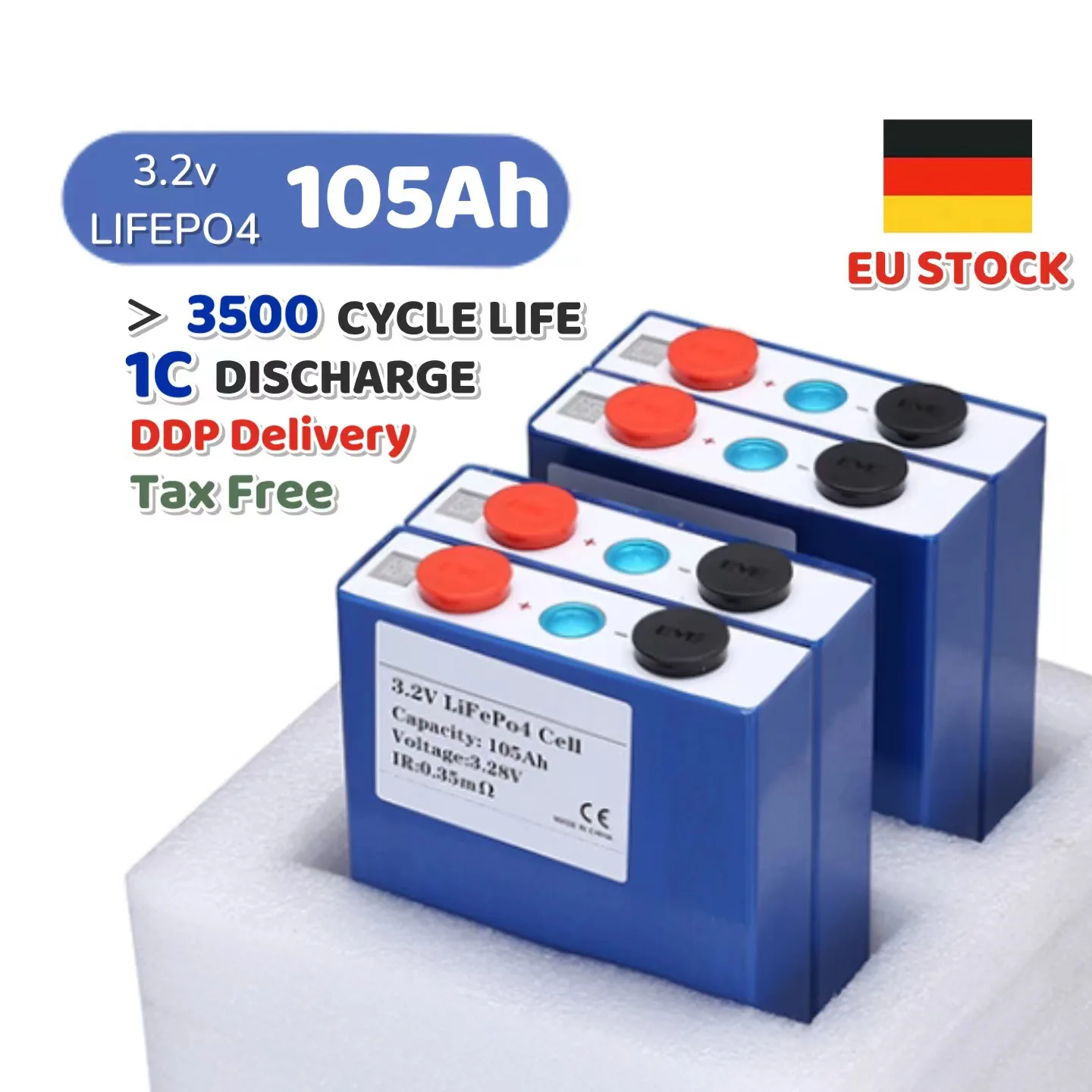 EU Stock 3.2V 105Ah LiFePO4 Lithium ion 100Ah Batteries Solar Energy system 100Ah 105Ah Lifepo4 Cells