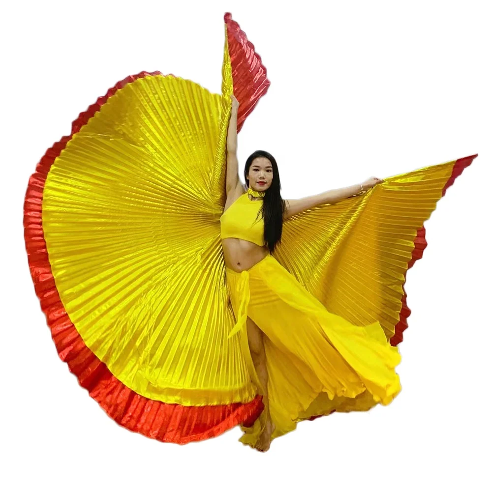 Halloween festival 2 layer 720 degree isis wings  cloak for belly dance Performance cape with stick for adult