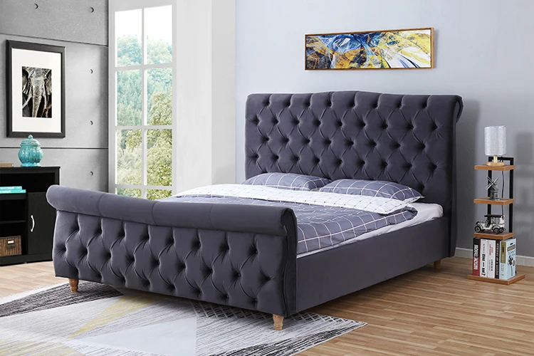 Willsoon furniture 1304 Button tufted headboard fabric upholstered bed for home furniture