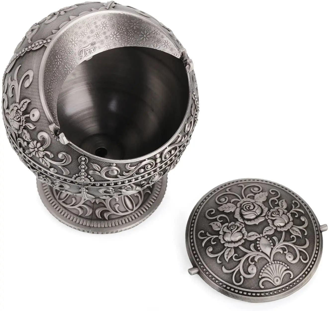 Ornament Portable Cigar Ashtray Odor Eliminator Vintage Windproof Metal Ashtray with Lid for Cigarette