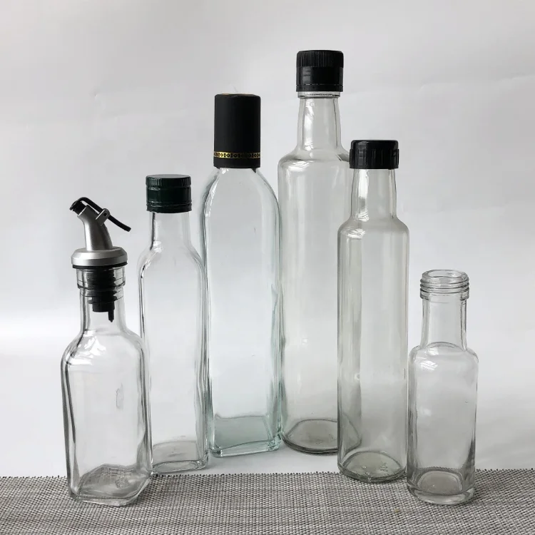 250ml 500ml 750ml Dorica Flint Glass Olive Oil Bottle Pour Spout Kitchen Glass Containers For Oil