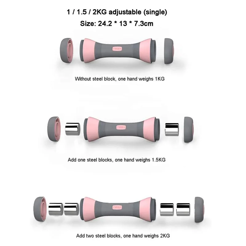 Guaranteed Quality Home Yoga Exercise 2kg Adjustable and Detachable Fitness Equipment Dumbbell for Women