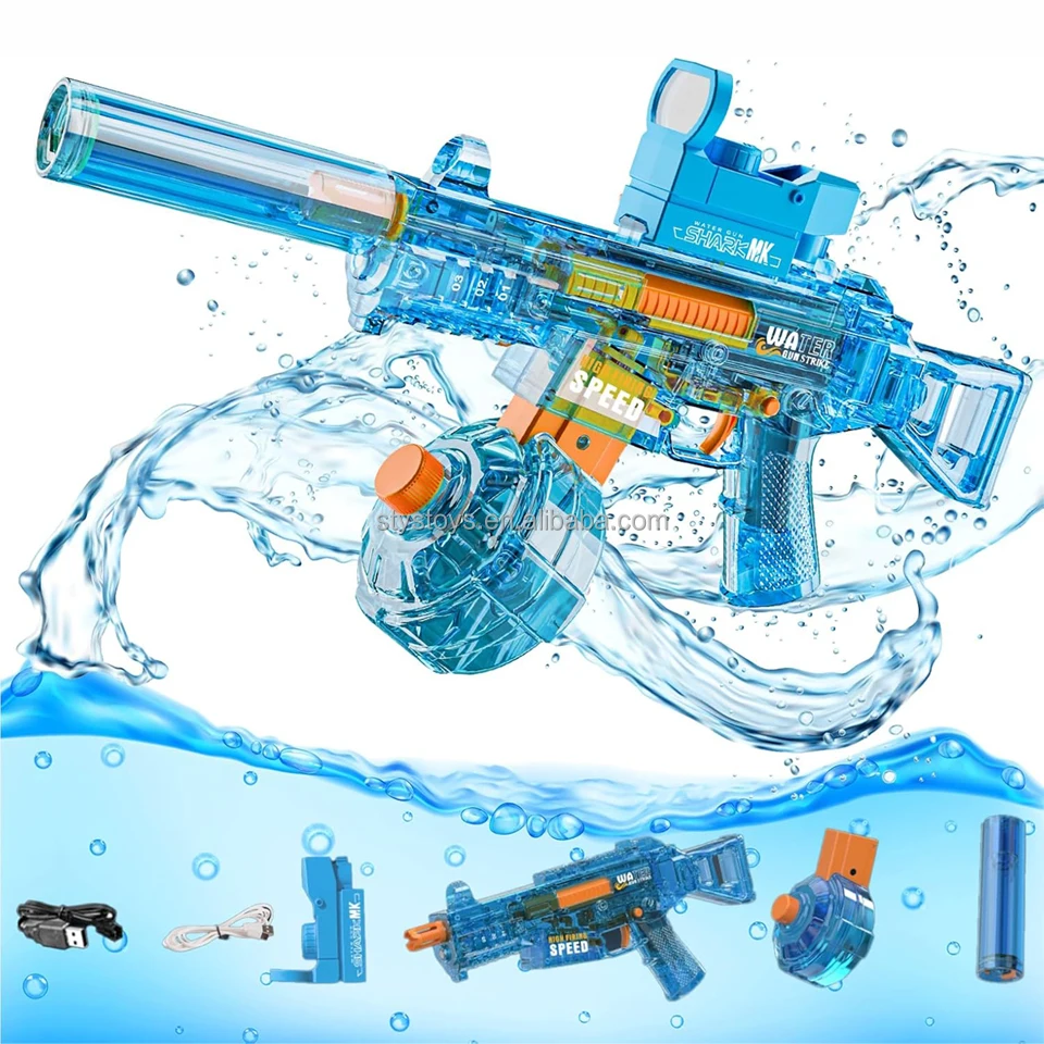 Plastic New Generation UMP45 Electric Water Gun Flame Light Fully Automatic Water Gun Toys For Boys