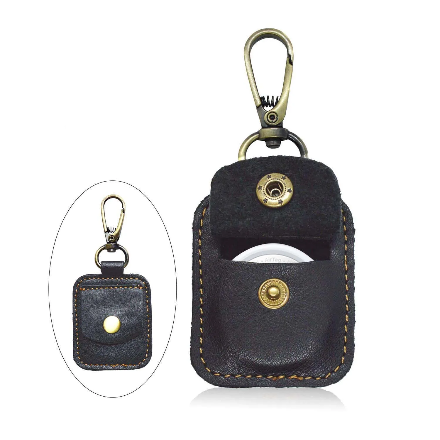 Hot Sale Amazon Popular Portable For Airtag Case Wallet Genuine leather Protective Key Finder Anti-lost For Apple Airtag Case
