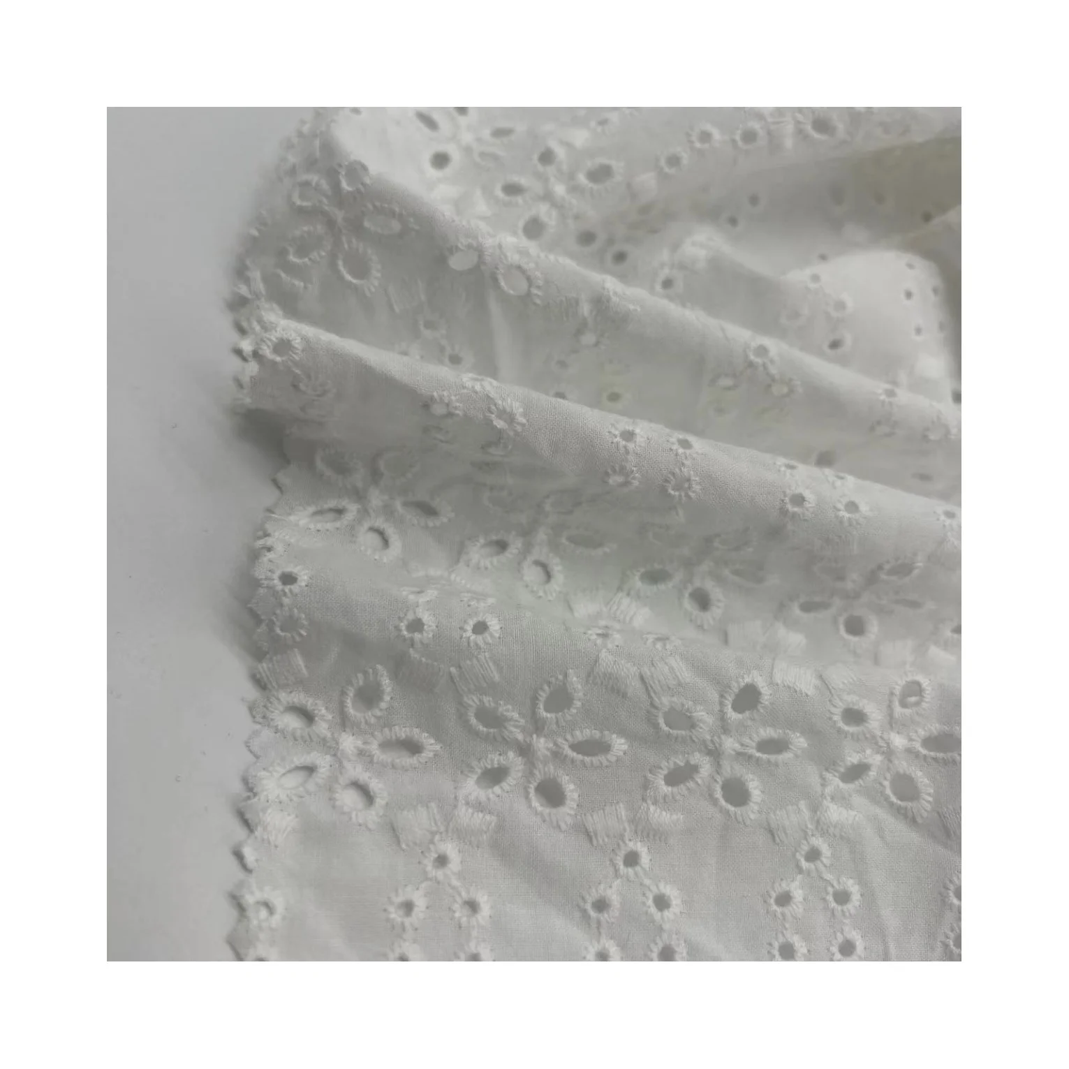 new design embroidery flowers with small round mesh 100% cotton for daily clothes