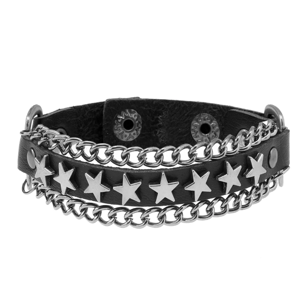 Wholesale hot selling Punk Rock chain bracelets men jewelry sets luxury leather men bracelet Personalized gift sets