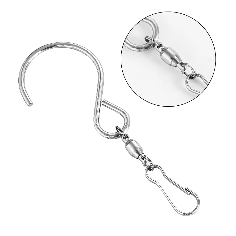 360-Degree Universal Rotating S-Shape Bearing Stainless Steel Metal Silver Hook Outdoor Wind Chime Decorative Hook Home Decor